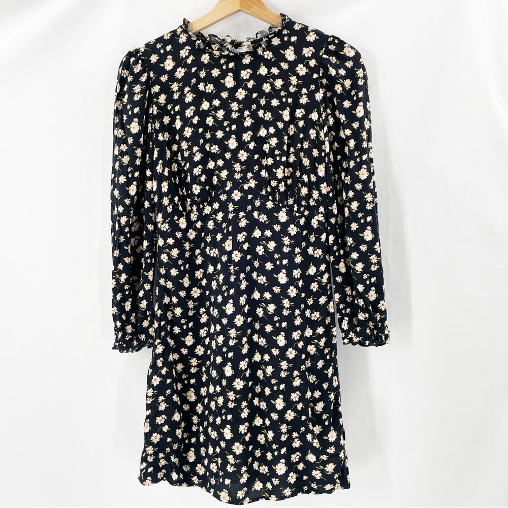 REFORMATION Jeans Size 2 Mini Dress Floral Long Sleeve Keyhole Ruffle Ecovero